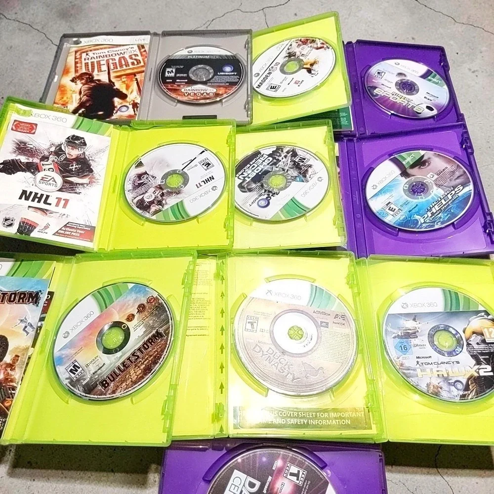 VTG Xbox 360 Video Game Lot 10 Bundle Tom Clancy Ghost Recon Bulletstorm Cases